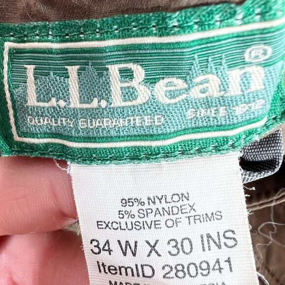 L.L.Bean Pants Mens 34WX30 Brown Casual Mid-Rise Straight-Leg nylon - Picture 3 of 9